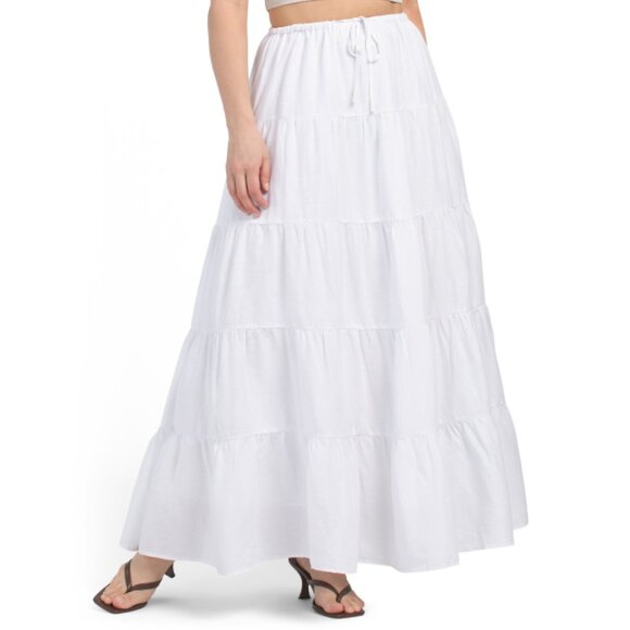 CAROLINE CONSTAS White Linen Blend Maxi Skirt - Picture 1 of 2
